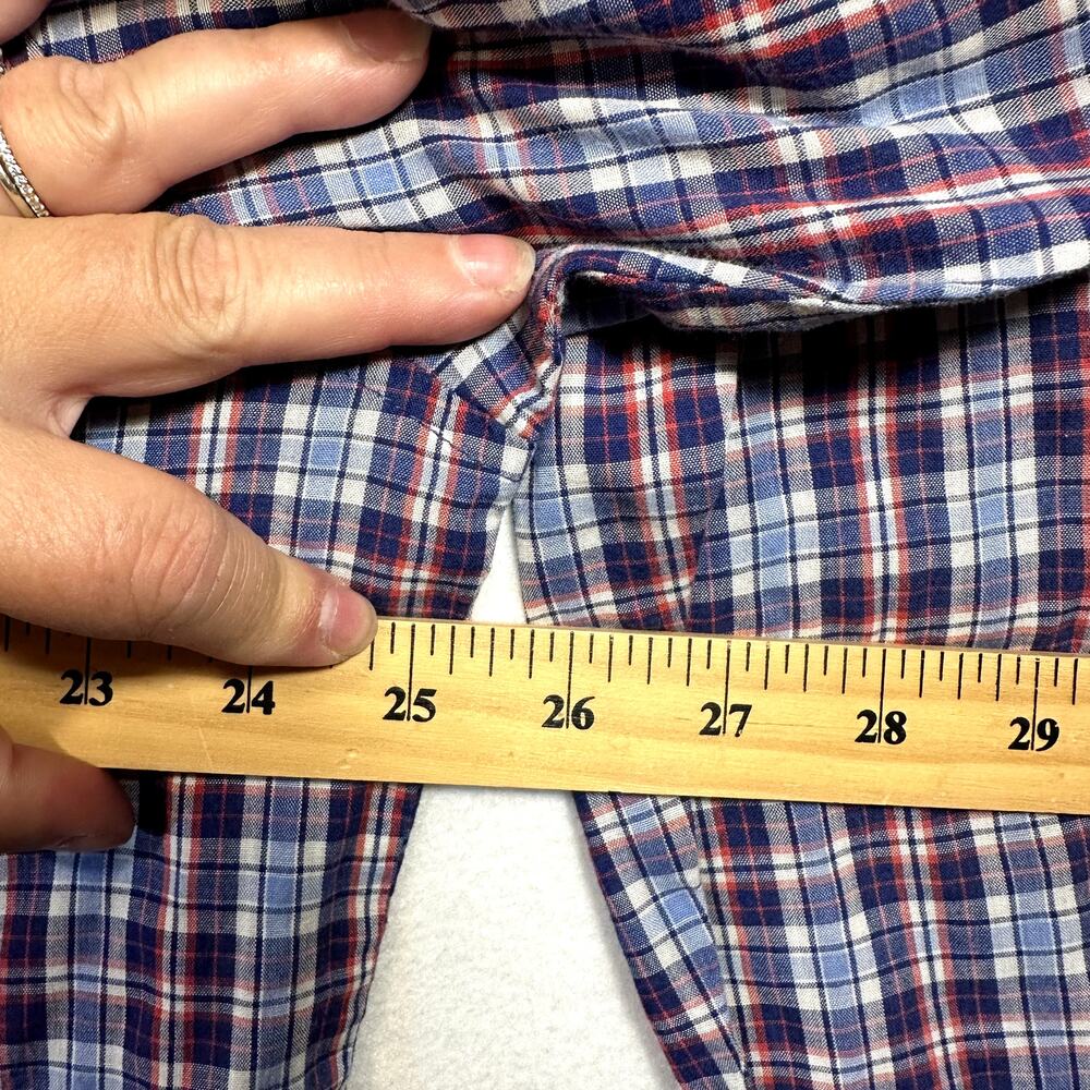 Wrangler Western Pearl Snap Shirt Mens SZ XL Tall Blue Red Plaid Cowboy Rodeo - Picture 10 of 12